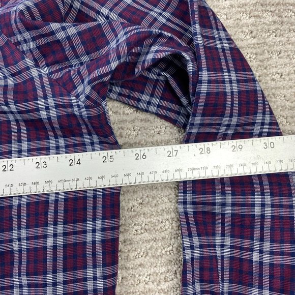 Button Down Shirt Men Extra Extra Large XXL Burgundy Blue White Plaid Kirkland - Picture 8 of 9